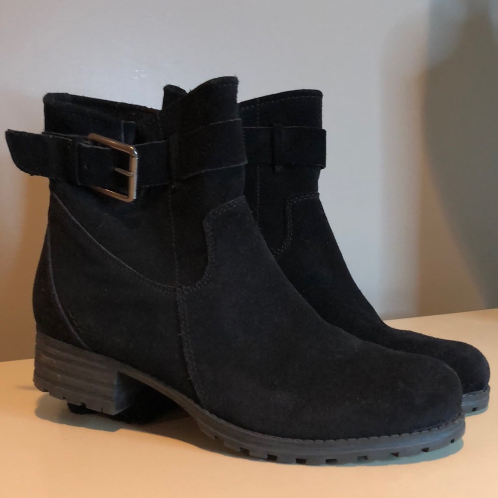 Clarks Ladies Smart Ankle Black Suede Boots "Marana Amber" - Picture 1 of 12